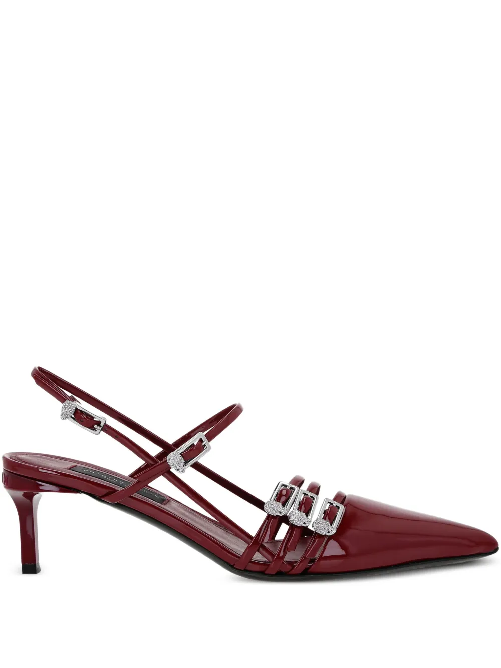 Philipp Plein 55mm Crystal-embellished Slingback Pumps In Burgundy