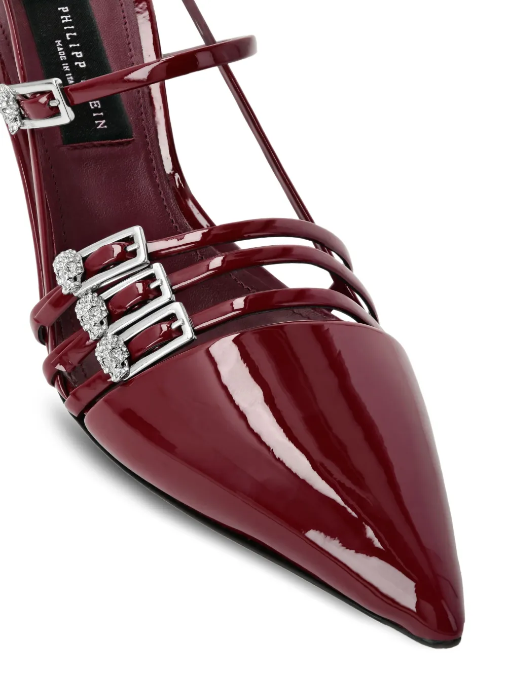Philipp Plein 55mm Crystal-embellished Slingback Pumps In Burgundy
