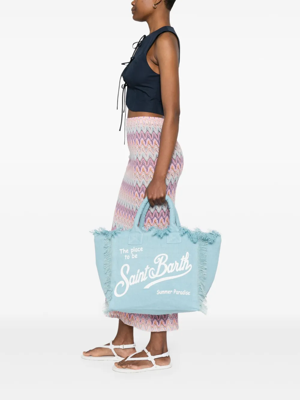 MC2 Saint Barth logo-print cotton tote bag - Blauw