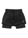 BARROW layered frayed shorts - Black