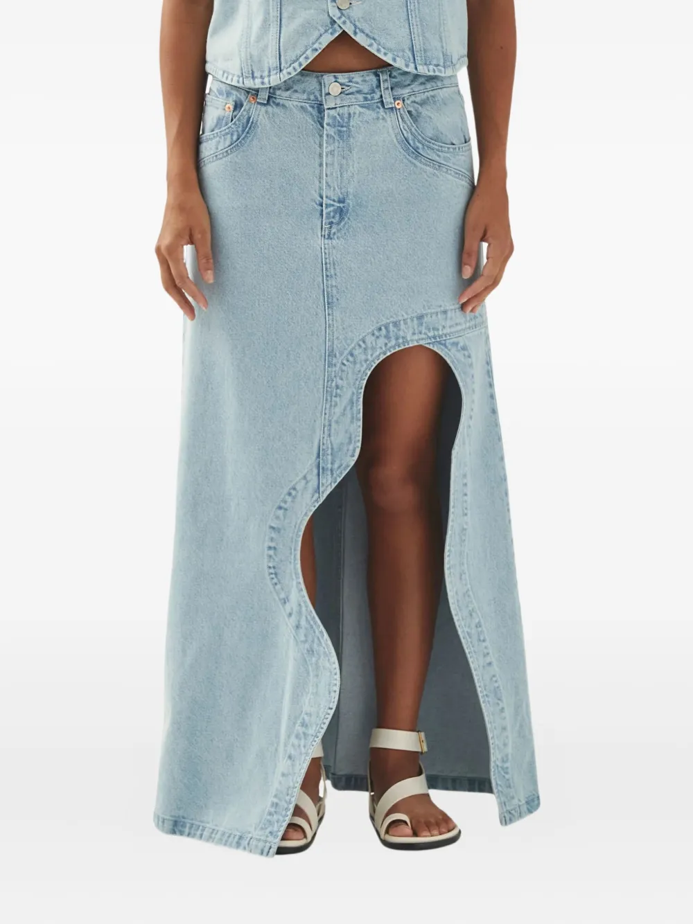 ALOHAS Carmina asymmetric denim maxi skirt | azul | Image 1
