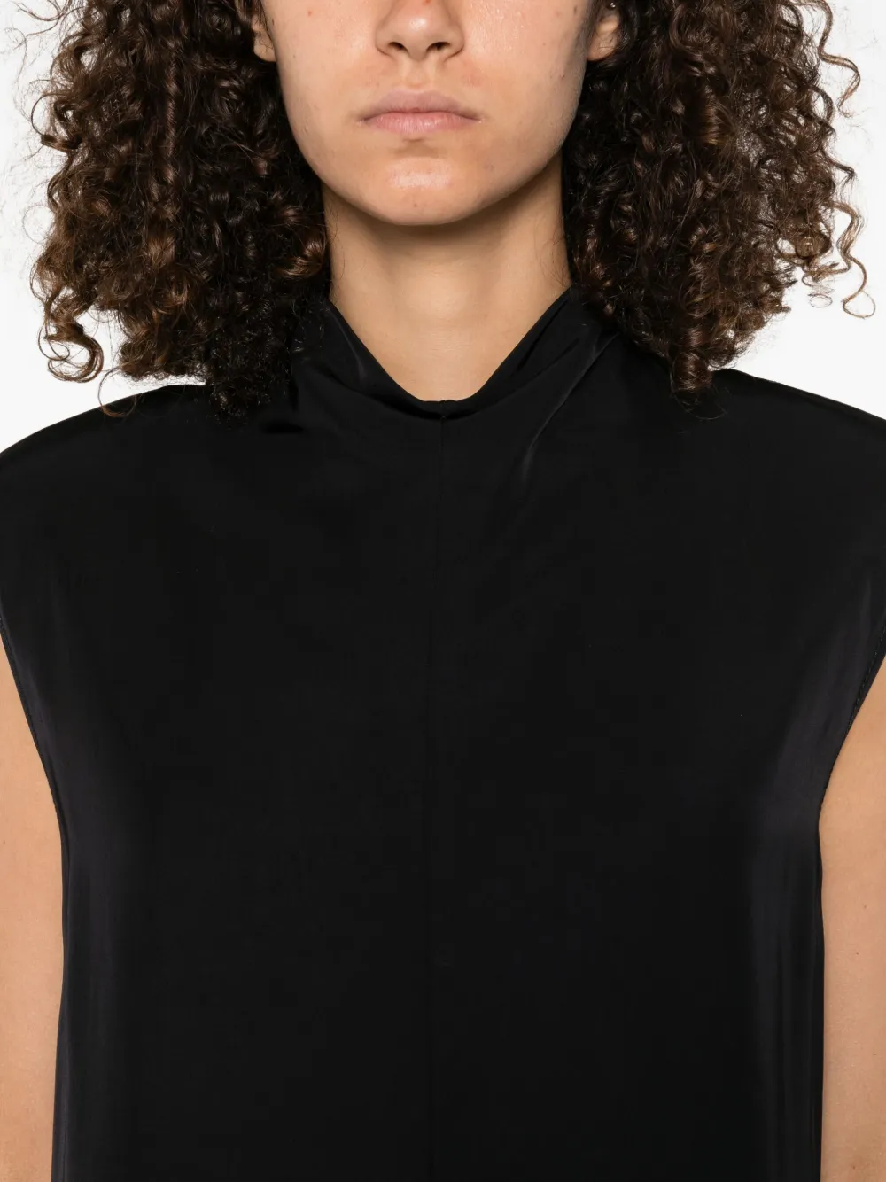Carven Mouwloze midi-jurk met hoge hals Blauw