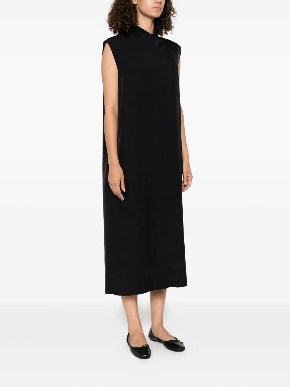 Carven Mouwloze midi-jurk met hoge hals Blauw