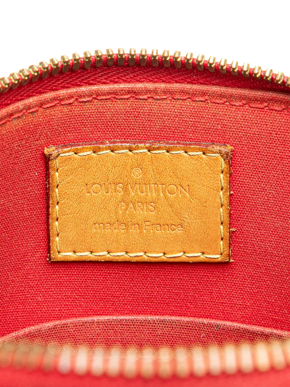 Pre-owned Louis Vuitton 2015 Monogram Vernis Alma Bb Satchel In Red