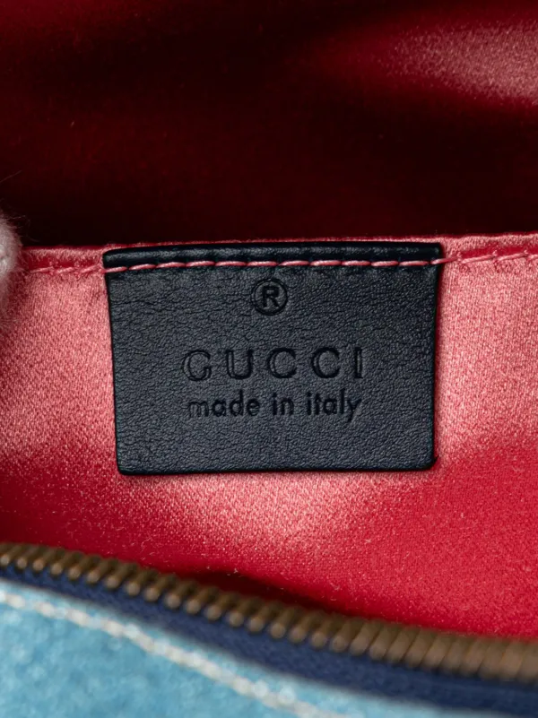 GUCCI マトラッセ デニム パールスタッズ付き GG バックパック Gucci Pre-Owned 2016-2024 スモール GGマーモント パール