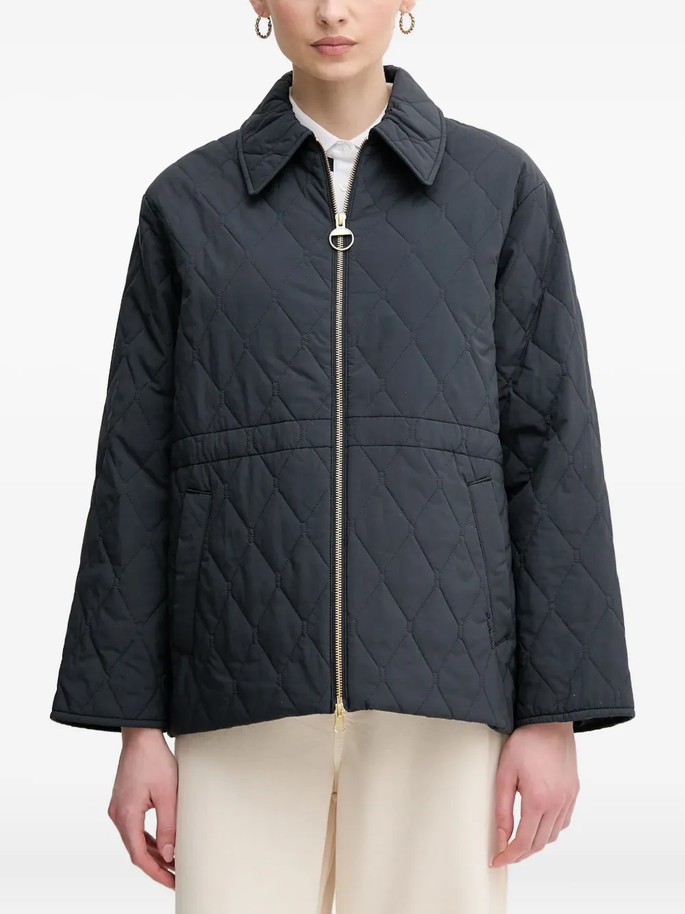 Barbour Clarissa gewatteerd jack met diamantpatroon Blauw