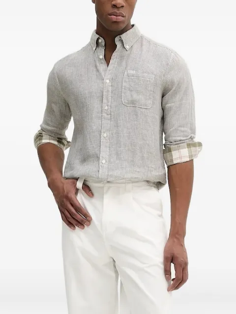 Barbour check-lined linen shirt