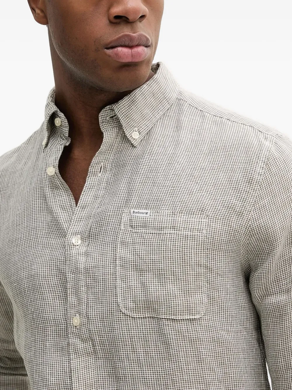 Barbour check-lined linen shirt Groen