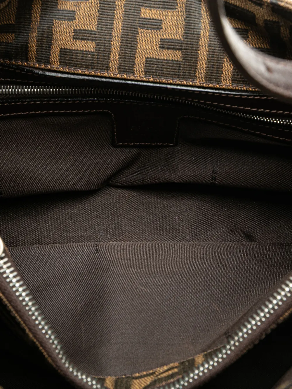 Pre-owned Fendi 2000-2010 Zucca Canvas Shoulder Bag In Brown