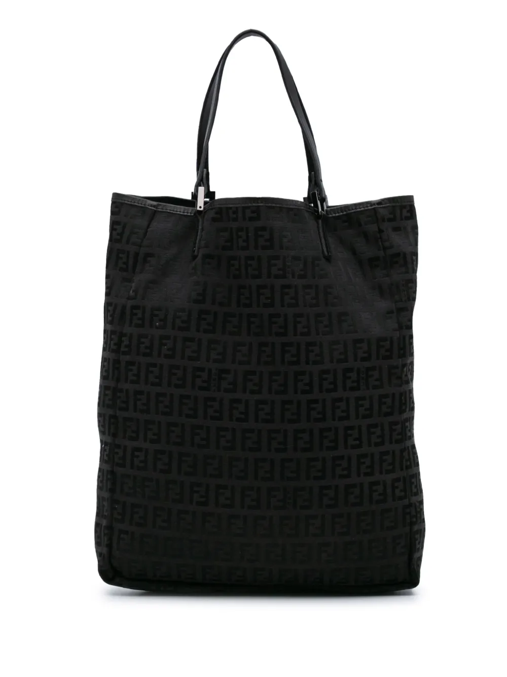 Pre-owned Fendi 2000-2010 Zucchino Canvas Tote Bag In Black