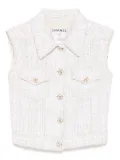 CHANEL Pre-Owned 2001 tweed sleeveless jacket - White