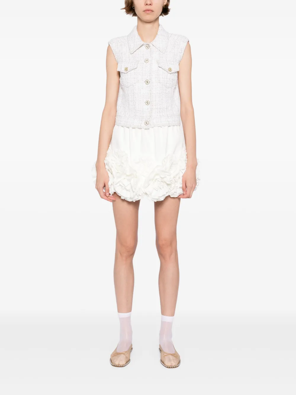 CHANEL Pre-Owned 2001 tweed sleeveless jacket | Image 2