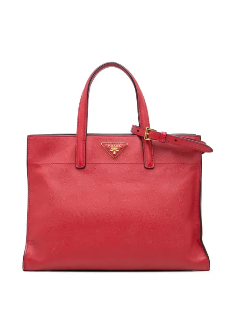 Prada Pre-Owned bolsa satchel en piel Saffiano con triple bolsillo 2000-2024