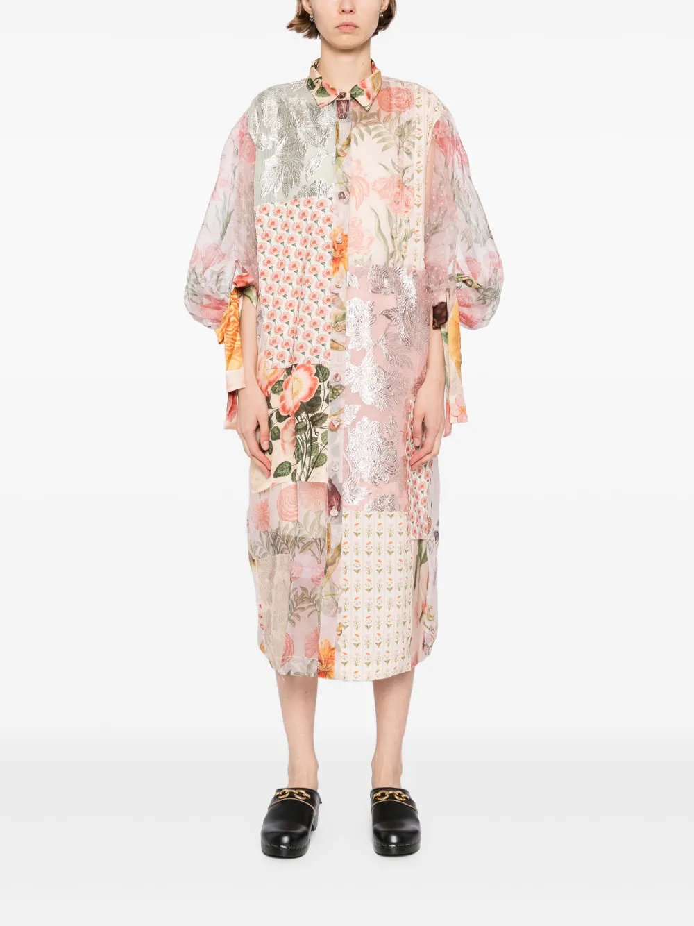 Biyan patchwork shirt dress - Roze