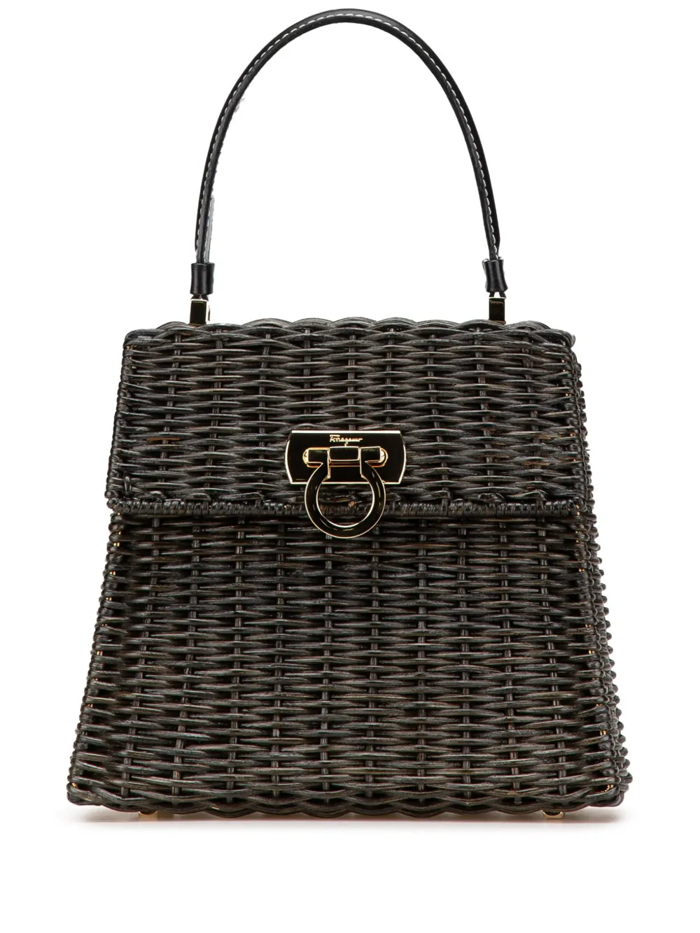 Ferragamo Pre-Owned 2010-2024 Wicker Gancini Iconic Top Handle Bag Ferragamo Pre-Owned 2010-2024 Wicker Gancini Iconic Top Handle Bag