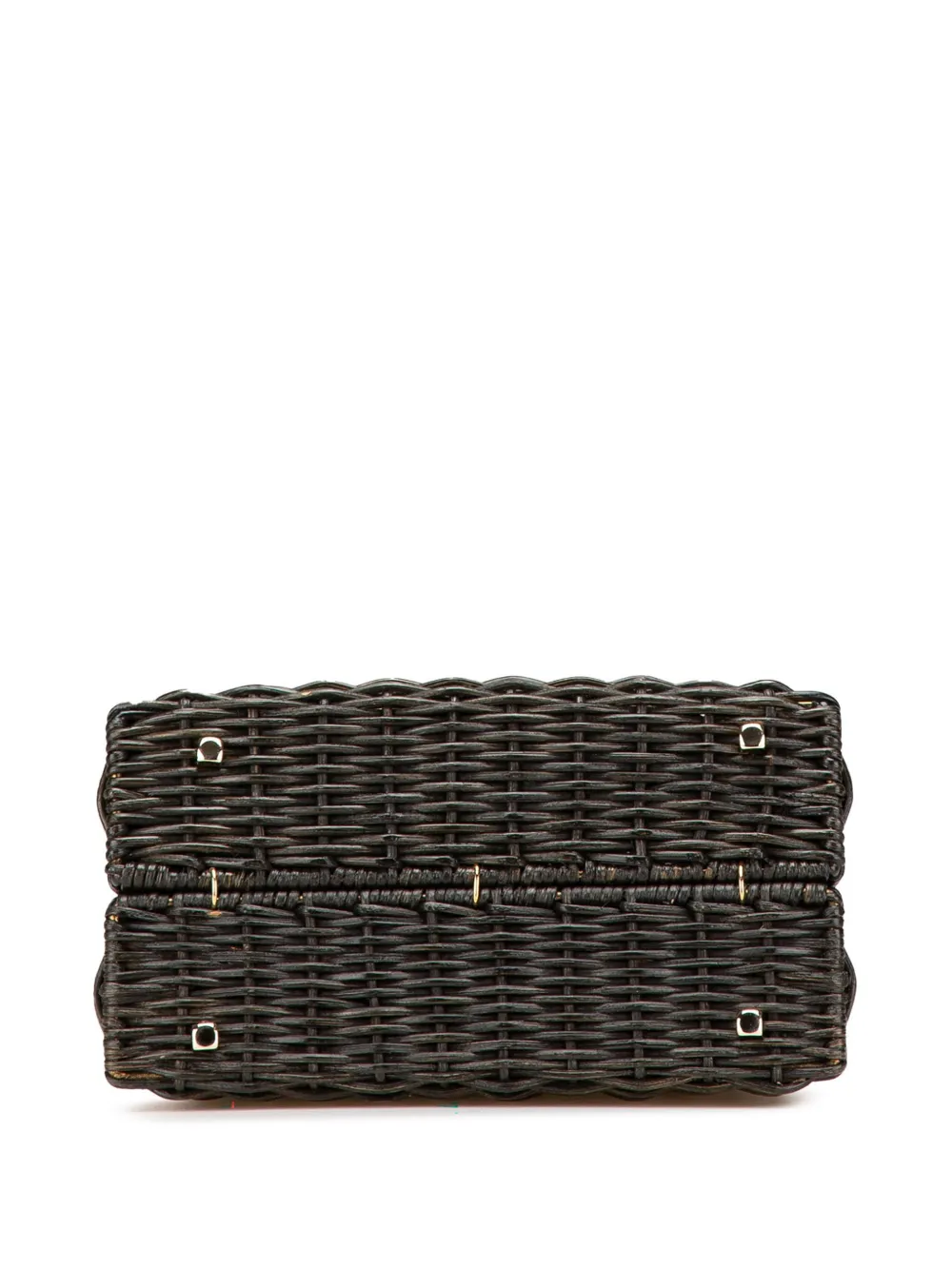 Pre-owned Ferragamo 2010-2024 Wicker Gancini Iconic Top Handle Bag Handbag In Black