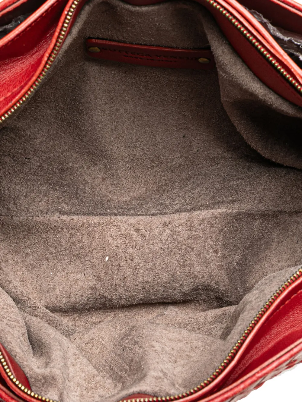 Pre-owned Bottega Veneta 2008 Nappa Intrecciato Crossbody Bag In Red