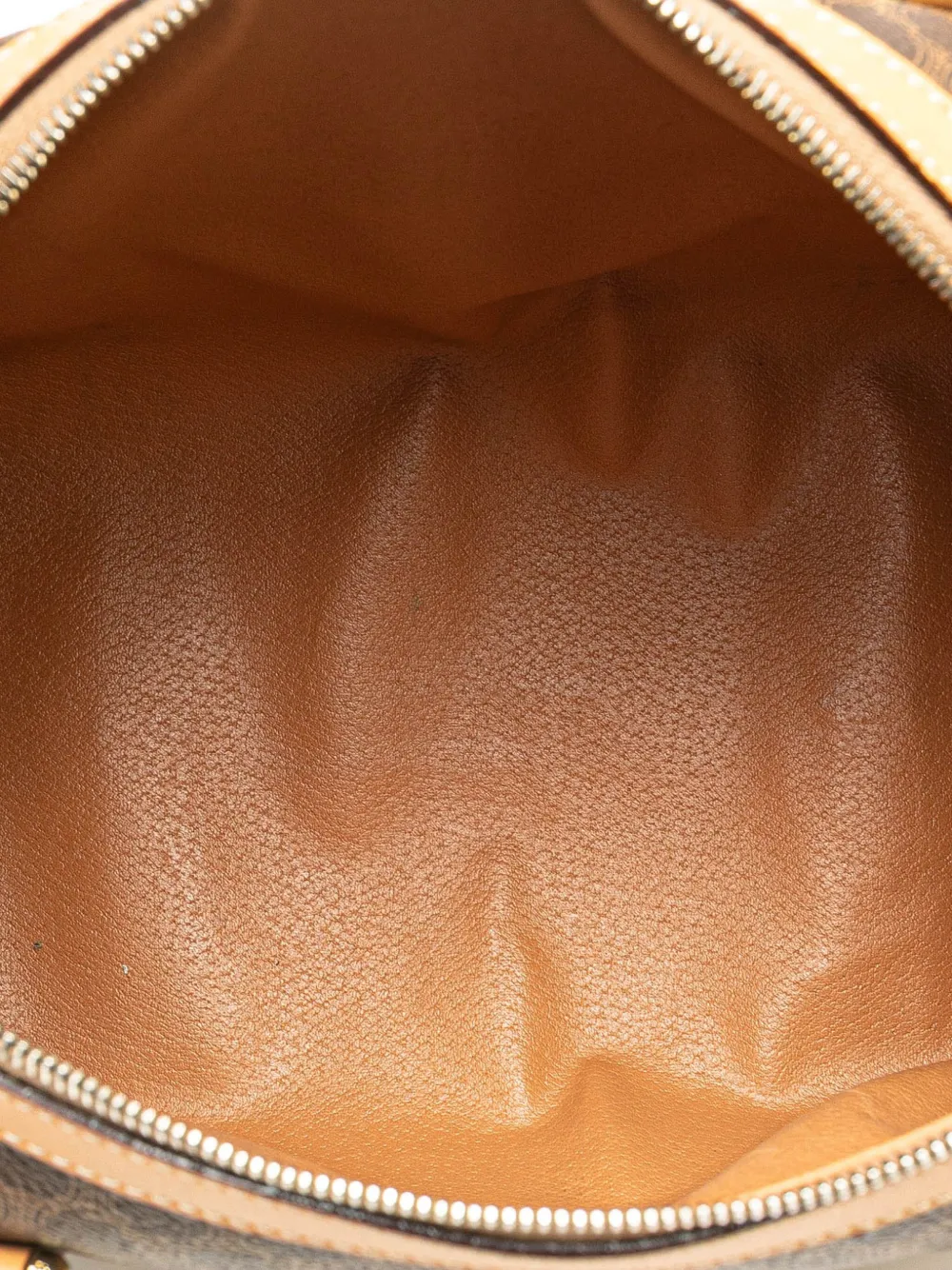 Pre-owned Celine 2012 Macadam Coated Canvas Boston Bag In Brown
