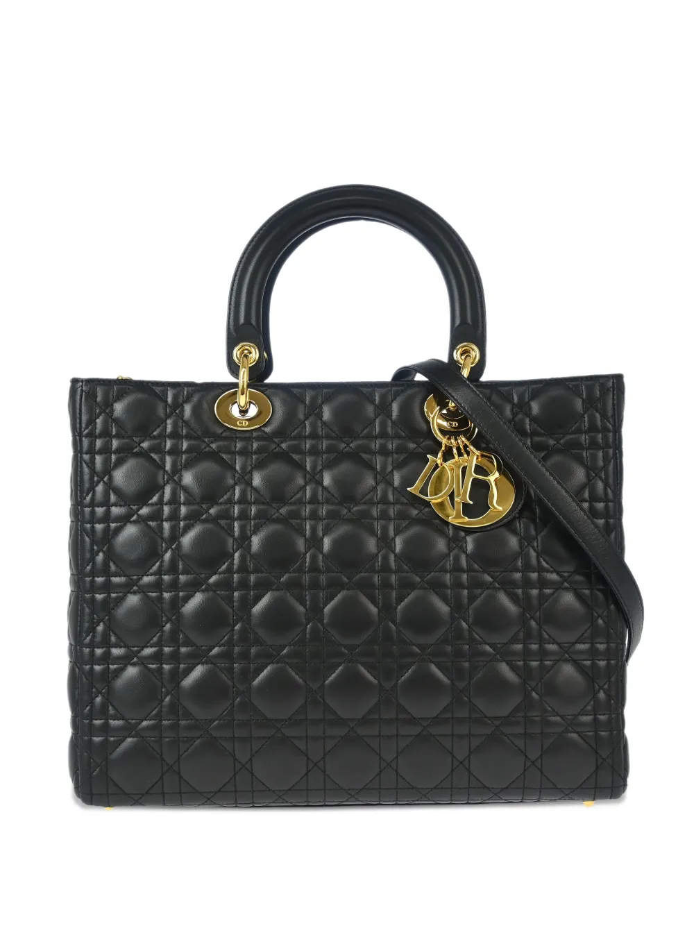 Christian Dior Pre-Owned 2000s カナージュ レディ ディオール 2way ハンドバッグ - ブラック Christian Dior Pre-Owned 2000s カナージュ レディ ディオール 2way ハンドバッグ - ブラック