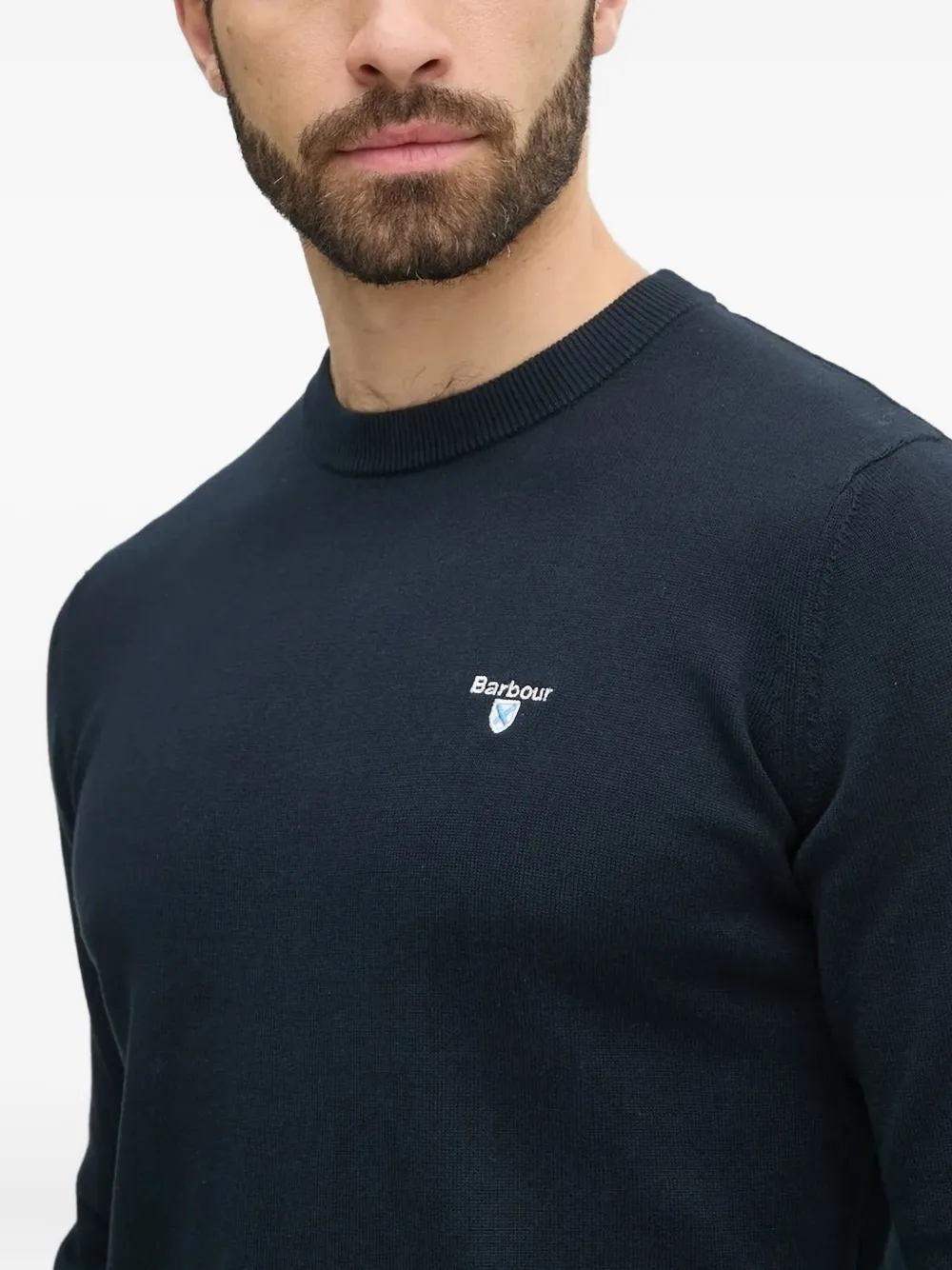 Barbour Logo-embroidered Crew-neck Sweater In Blue