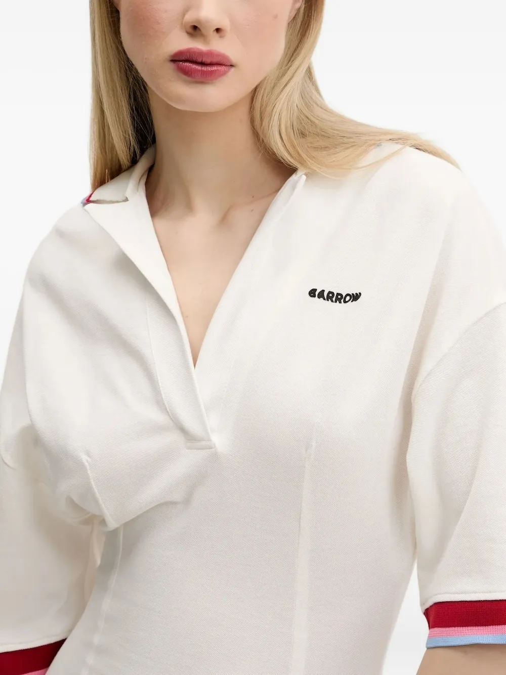 BARROW Mini-jurk met gestreepte afwerking en polokraag Beige