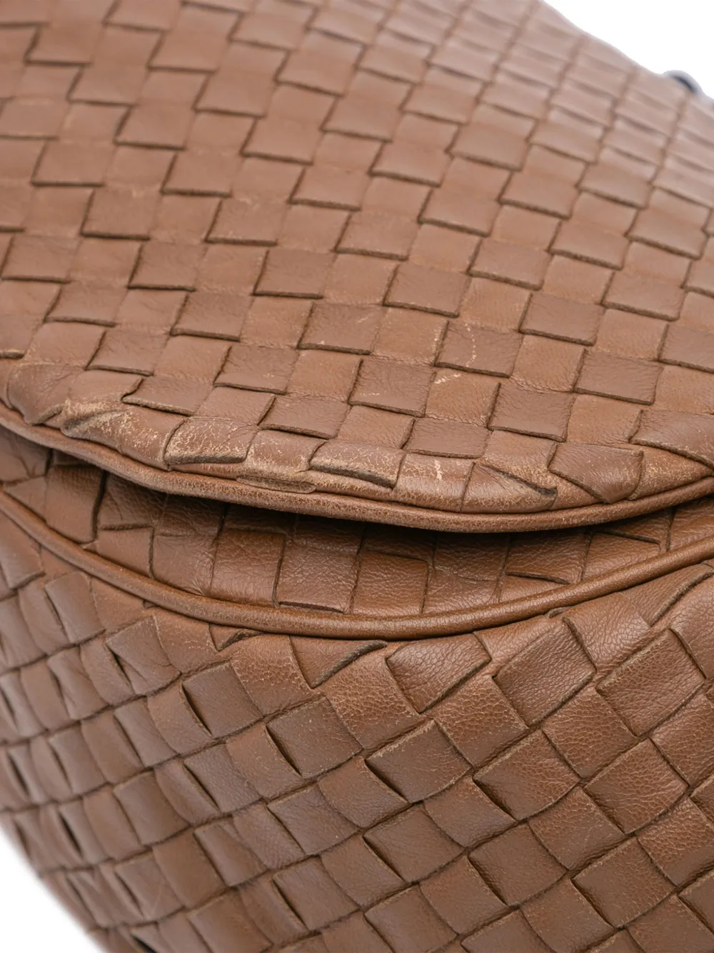 Pre-owned Bottega Veneta 2011 Nappa Intrecciato Flap Crossbody Bag In Brown