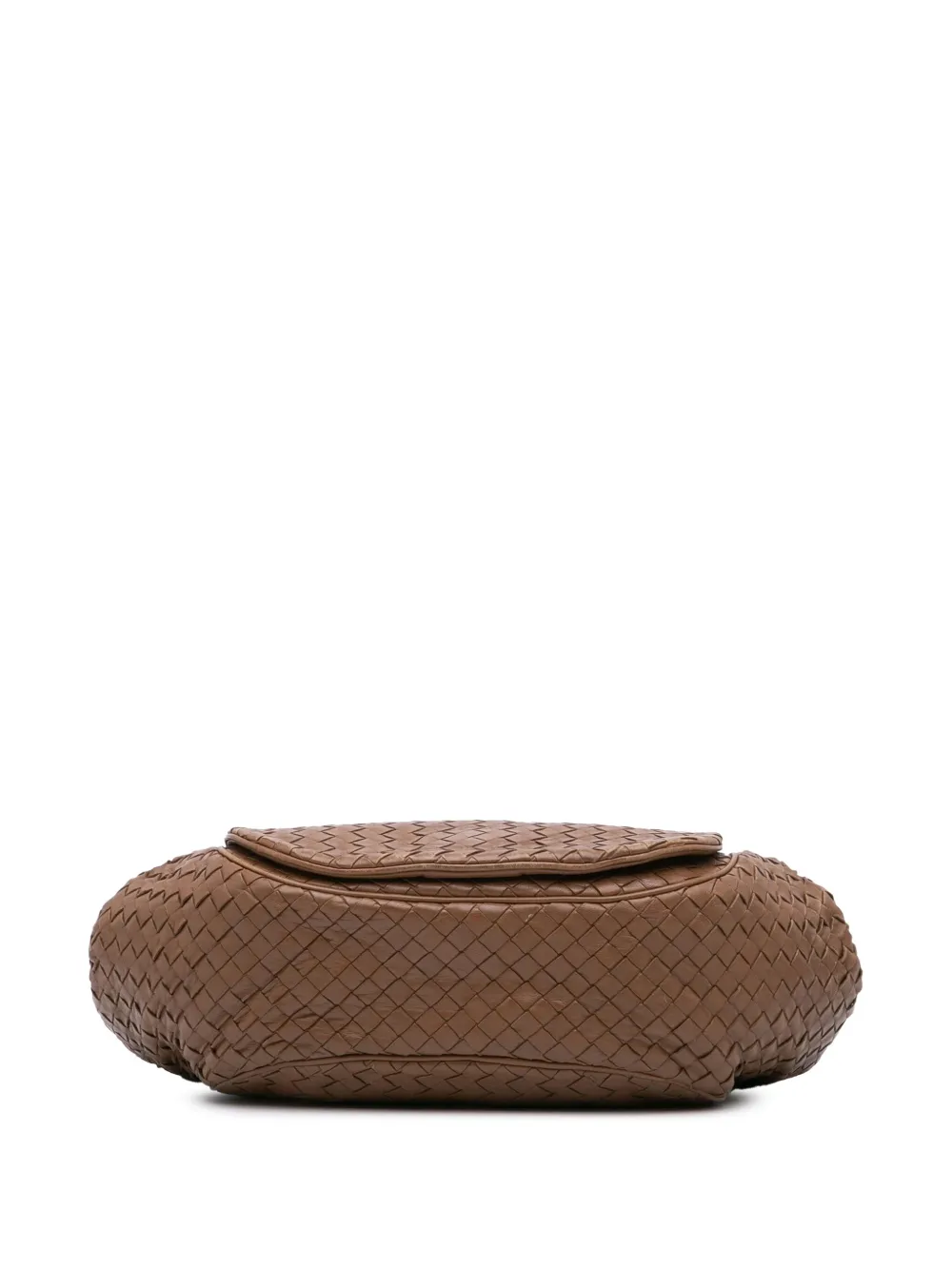 Pre-owned Bottega Veneta 2011 Nappa Intrecciato Flap Crossbody Bag In Brown