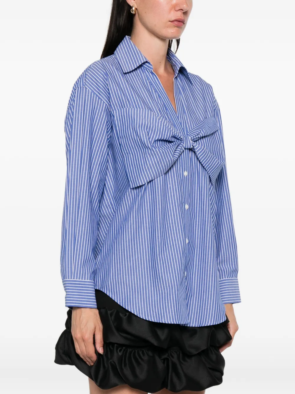Sandro Gestreiftes Hemd Mit Schleifendetail In Blue