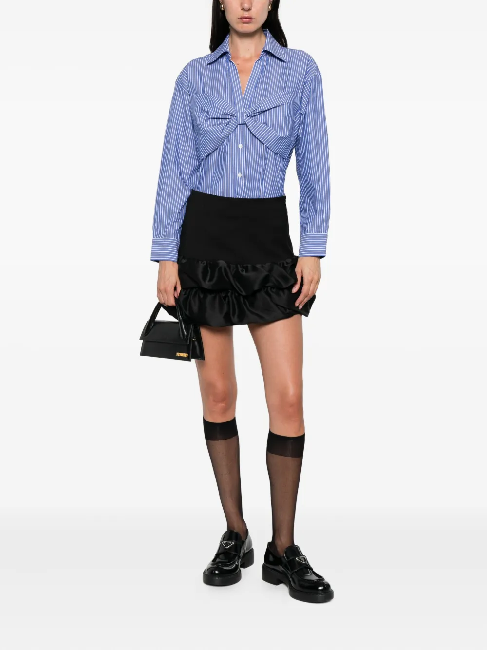 Sandro Gestreiftes Hemd Mit Schleifendetail In Blue