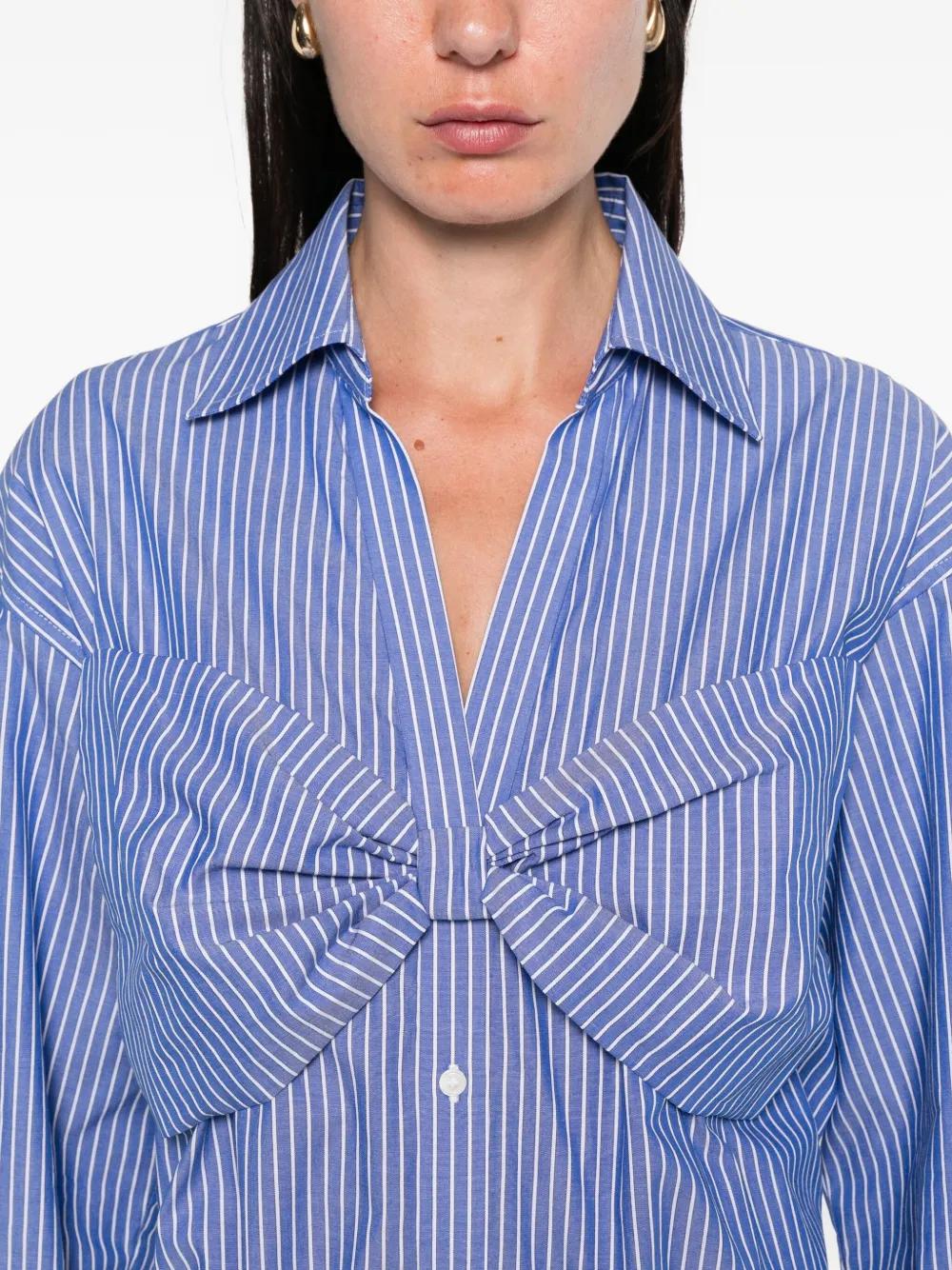 Sandro Gestreiftes Hemd Mit Schleifendetail In Blue