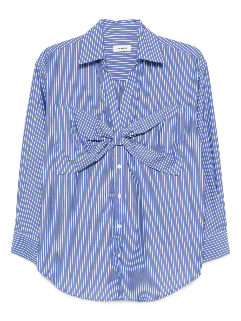 Sandro Gestreiftes Hemd Mit Schleifendetail In Blue