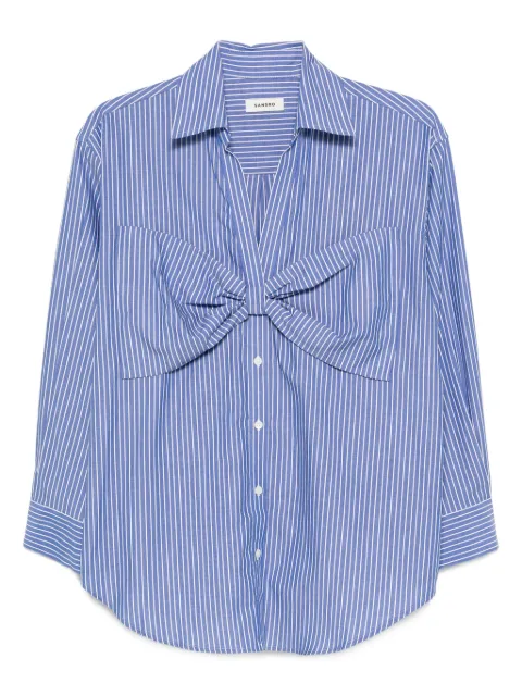 SANDRO striped bow-detail shirt