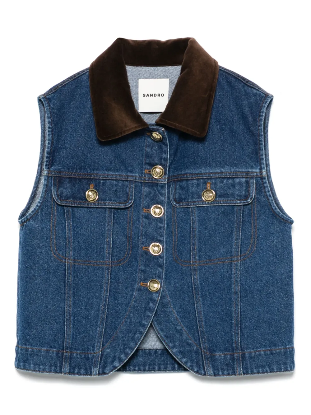 SANDRO Denim gilet Blauw