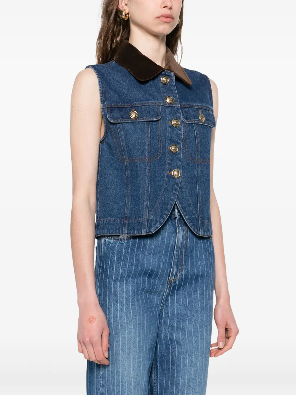 SANDRO Denim gilet Blauw
