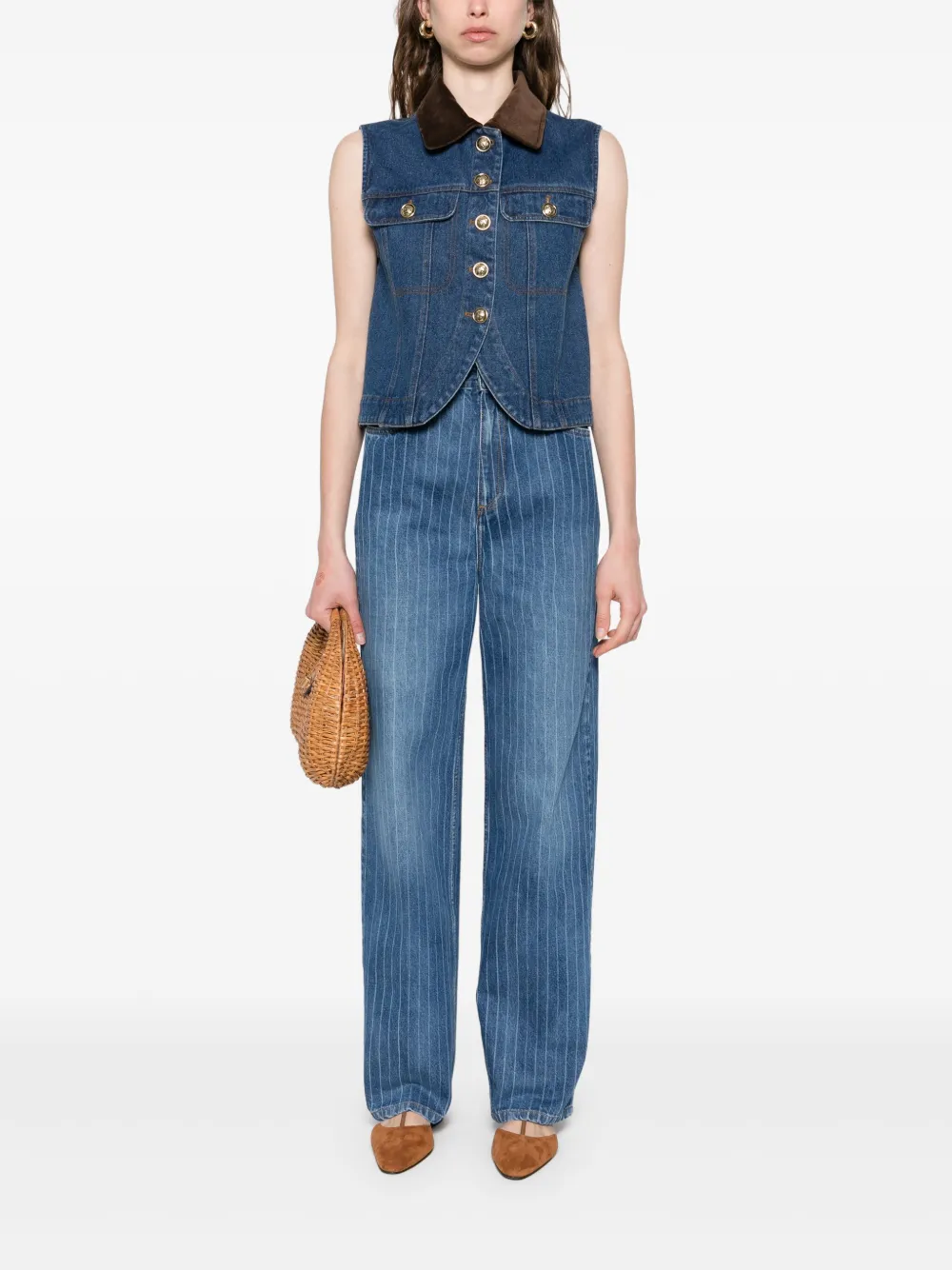 SANDRO Denim gilet Blauw