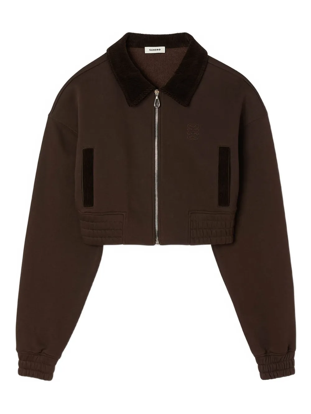 zip-up embroidered sweatshirt