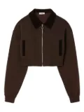 SANDRO zip-up embroidered sweatshirt - Brown