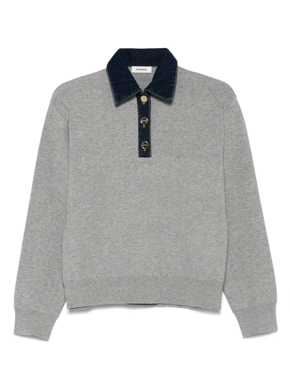 SANDRO Polotop met denim afwerking Grijs