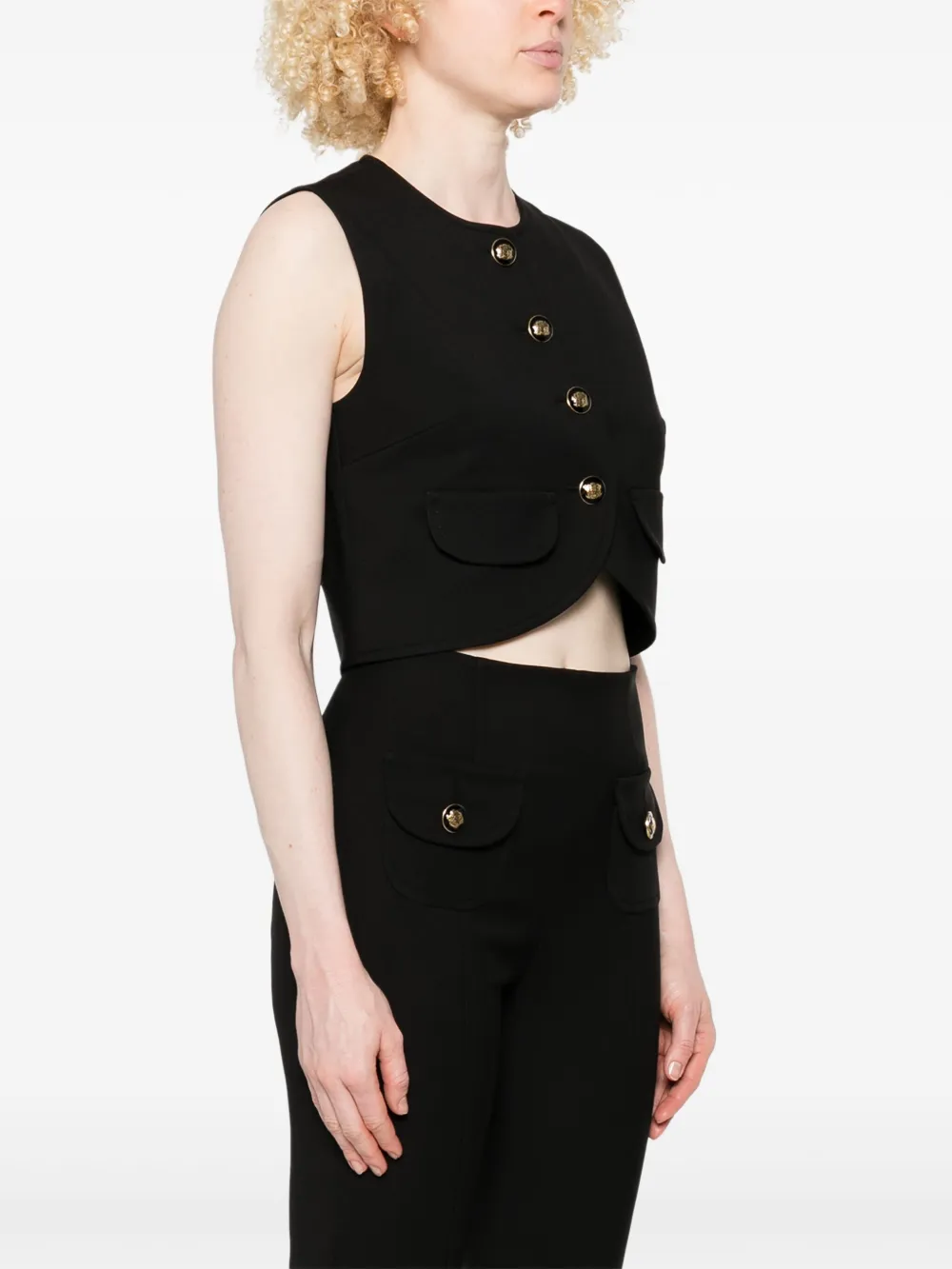 SANDRO Button-up cropped top Zwart