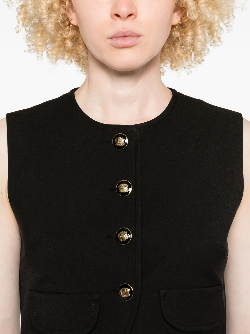SANDRO Button-up cropped top Zwart