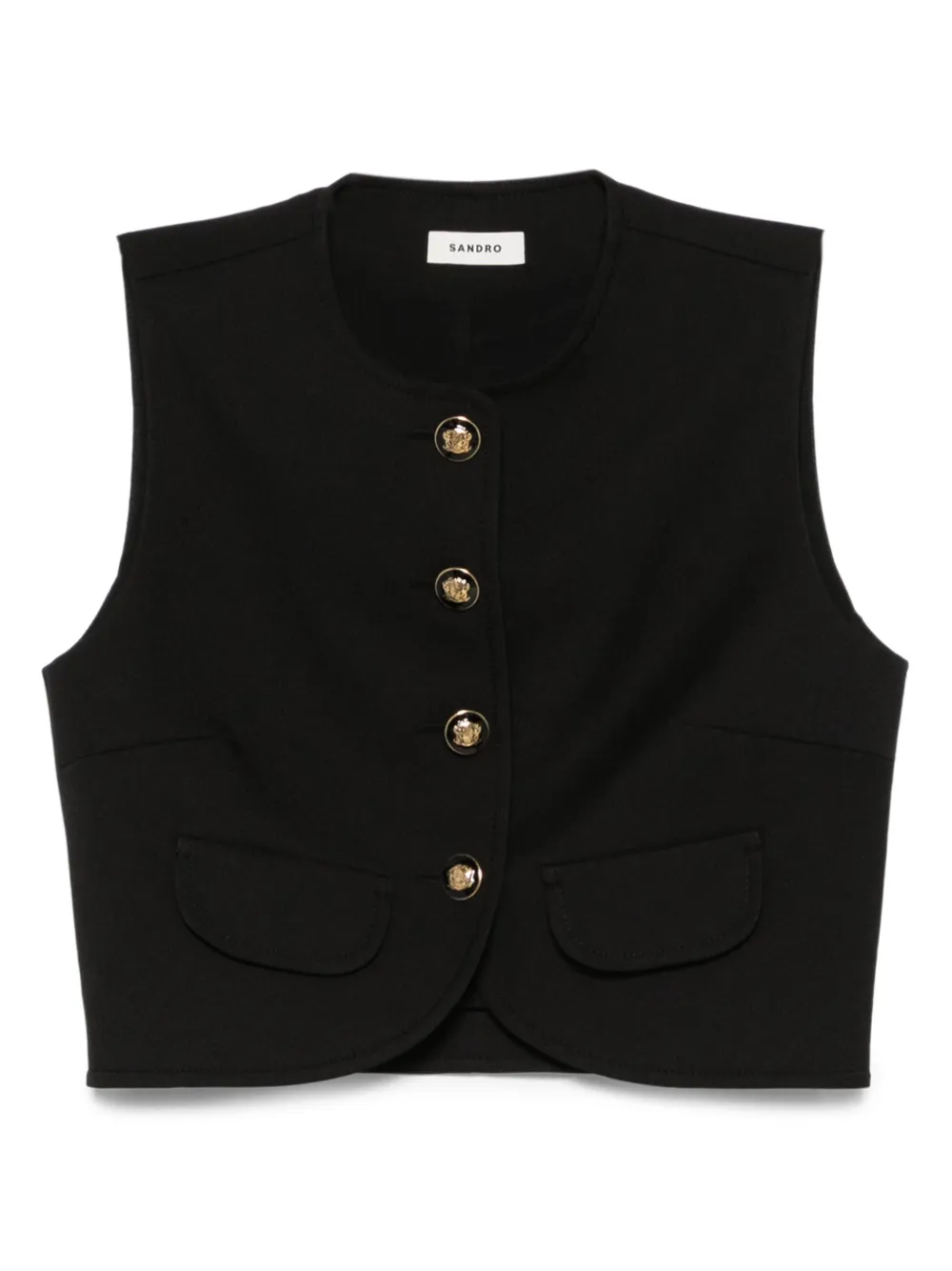 SANDRO Button-up cropped top Zwart