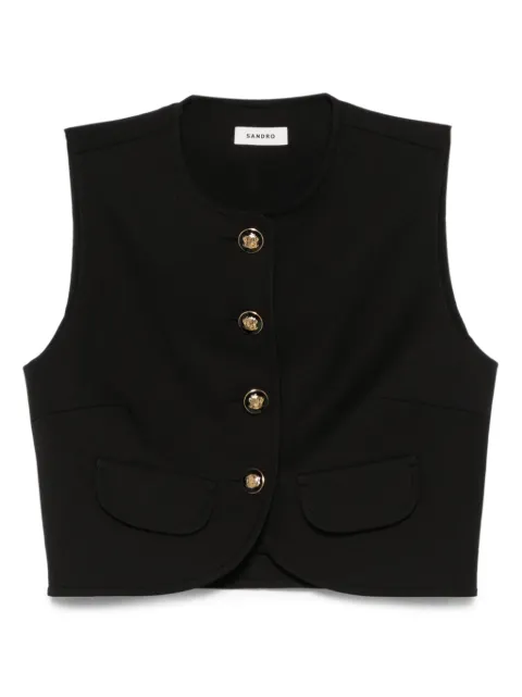 SANDRO Blusa cropped com abotoamento