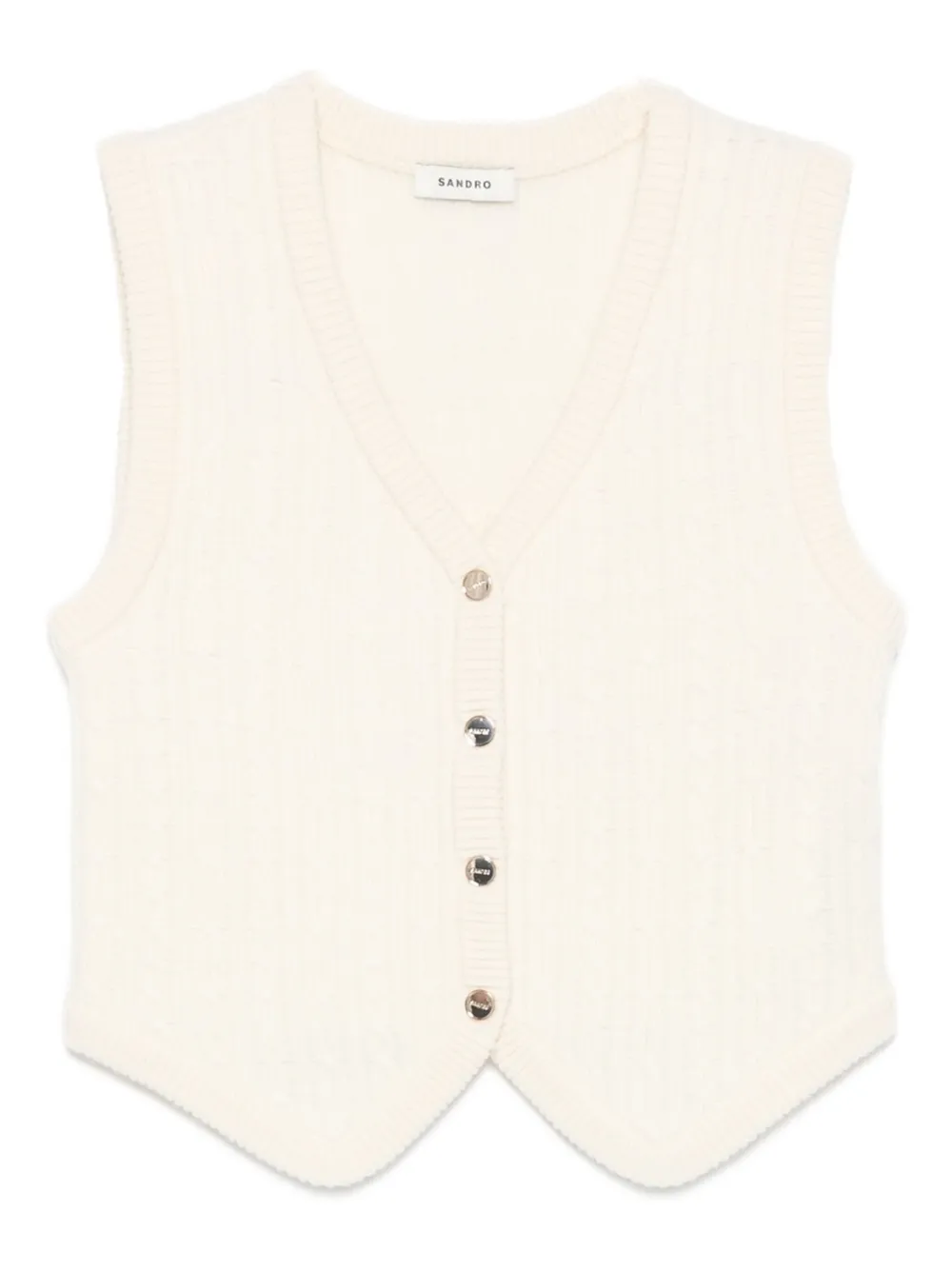 SANDRO cárdigan tejido de canalé con botones | neutro | Image 1