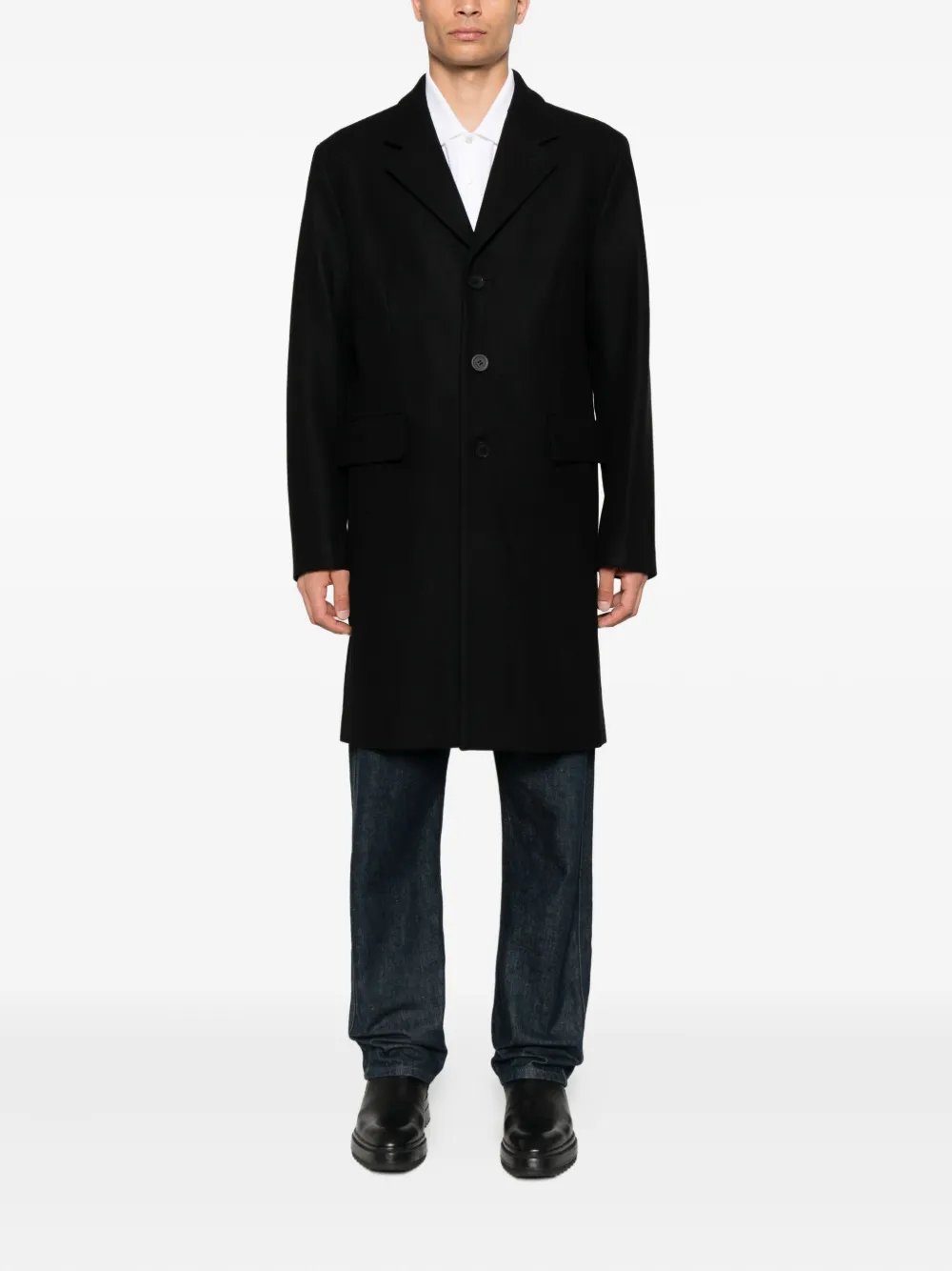 SANDRO notched-lapel welt-pockets coat | Single Breasted Coats | Image 2