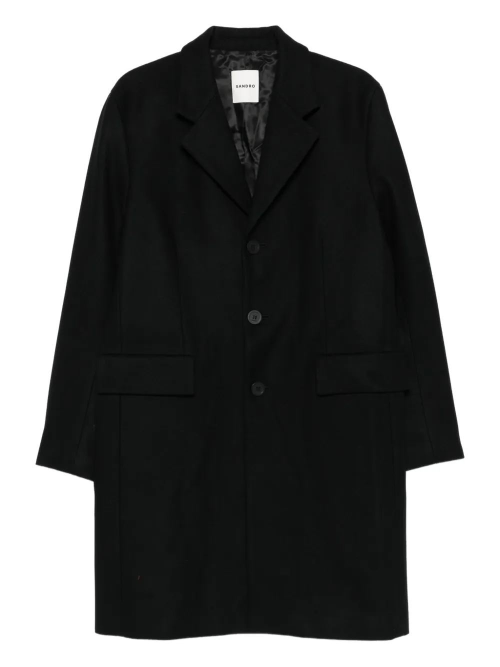 SANDRO notched-lapel welt-pockets coat | Black | Image 1