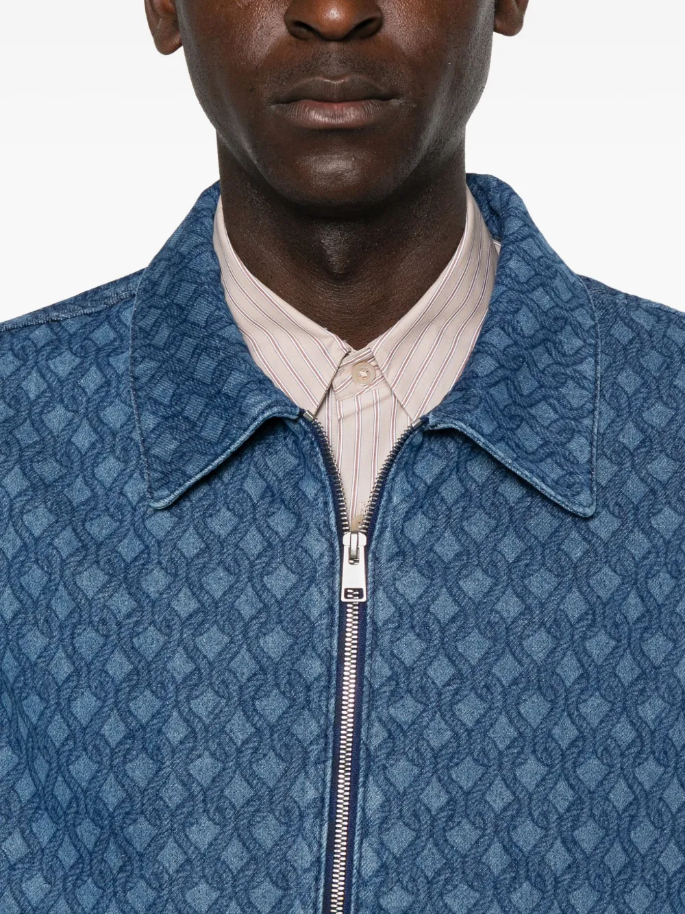 SANDRO Denim jack met patroon en rits Blauw