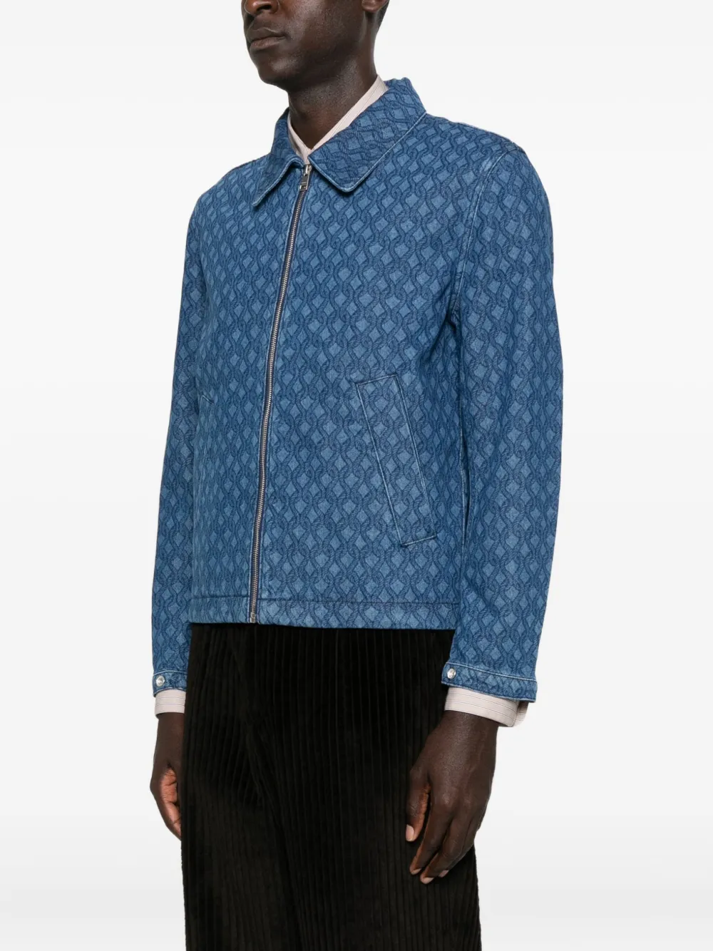 SANDRO Denim jack met patroon en rits Blauw