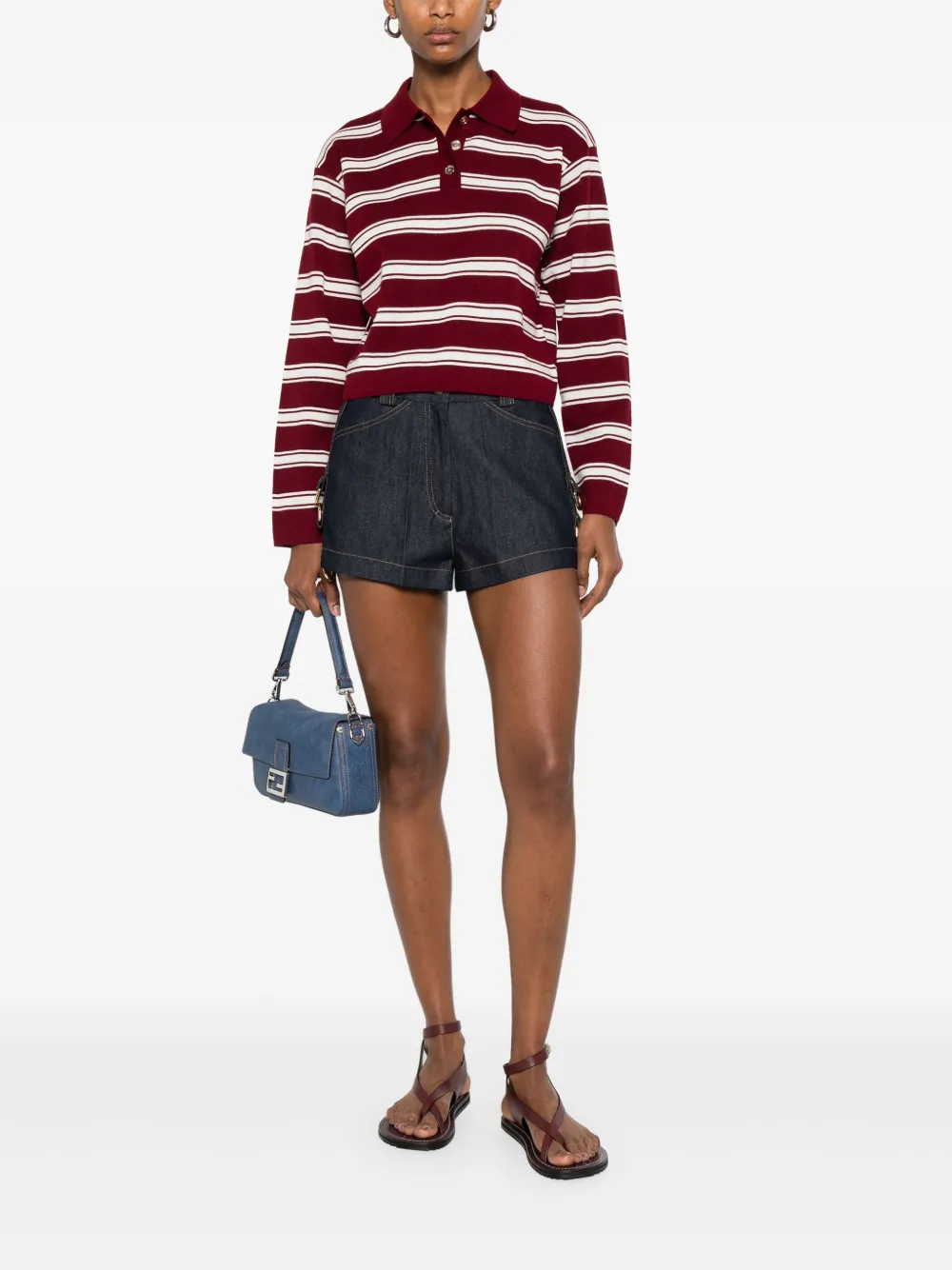 SANDRO Gestreepte polotop - Rood