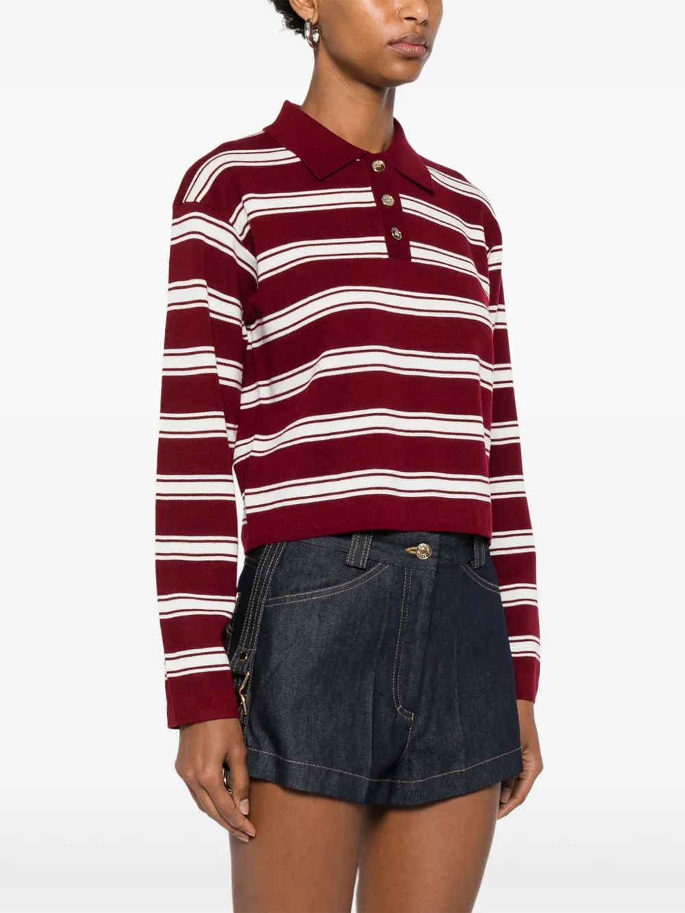 SANDRO Gestreepte polotop Rood