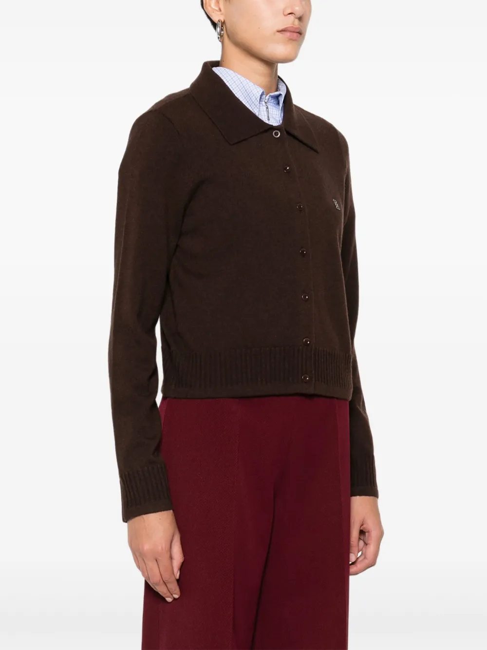  Sandro Fine Knit Cardigan - Brown 